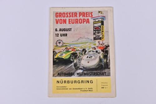 NURBURGRING: A 1961 'GROSSER PREIS VON EUROPA - 6.AUGUST 12 UHR - AUTOMOBIL-WELTMEISTERSCHAFT, NURBURGRING' Official Programme