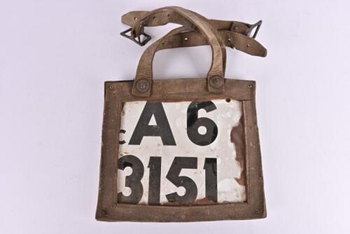 VIC TRADE PLATE: Bryan Thomson's original enamel and leather trade plate from his trucking business