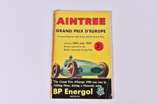 AINTREE: A Saturday 20th July, 1957 'AINTREE - GRAND PRIX D'EUROPE' Official Programme