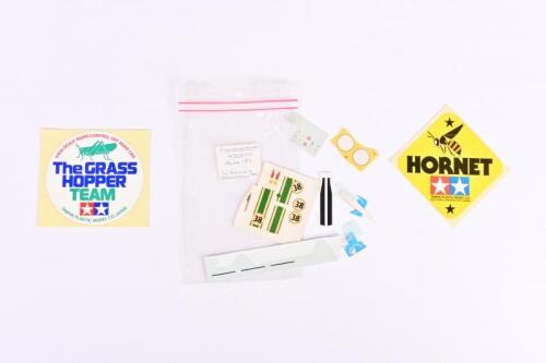 HOBBY STICKERS: A group of hobby stickers. 'HORNET' by Tamiya sticker
