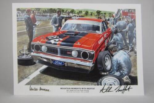 FORD: A print titled &lsquo;Mountain Moments with Moffat, 1971 Bathurst Ford Team Pitstop&rsquo;&nbsp;(signed by Moffat)