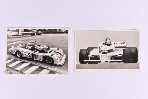 RENAULT: Two pictures of Renault motor sport cars. Renault-Alpine A442-3 & Renault RE50 Formula 1 cars