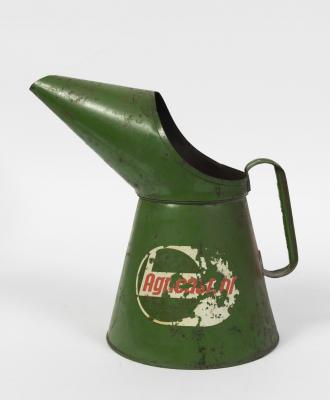 CASTROL: A circa 1960s Agricastrol metal oil pouring can with fluted funnel