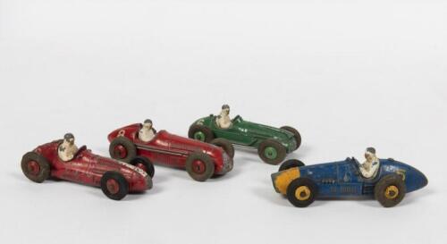DINKY: Four original Dinky Toys Grand Prix cars. Maserati (231), Alfa-Romeo (232), Cooper-Bristol (233), Ferrari (234)