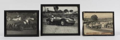 VINTAGE RACING PICTURES: Three rare black and white period pictures of vintage cars and racers. Alfa Romeo & Byfield Repco Holden pictures