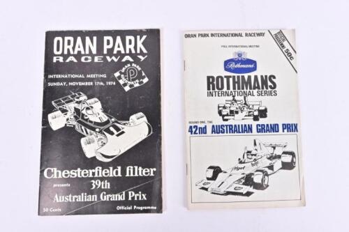 ORAN PARK: Two Oran Park Australian Grand Prix Official Programmes