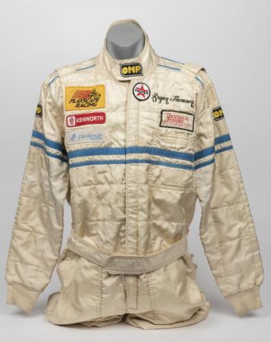 RACE SUIT: Bryan Thomson&rsquo;s late 1980s white OMP Nomex race suit as used by Bryan in &lsquo;Thomson Fowler Motorsport&rsquo;