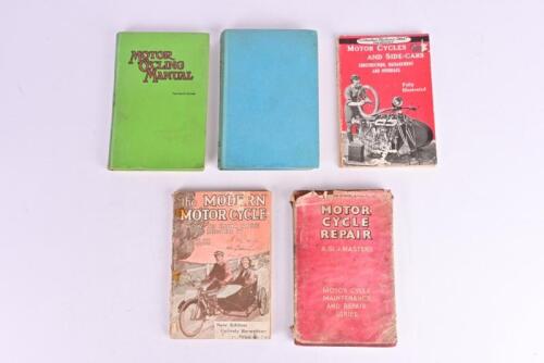 MOTORCYCLES: Five period publications covering various motorcycle topics. 'MOTOR-CYCLE REPAIR' hardcover book by A.St.J.MASTERS