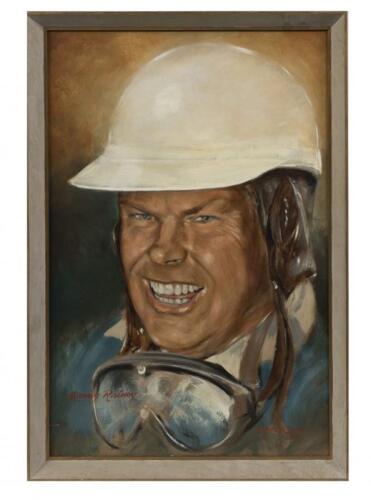 RAINEY: An important original portrait by Lionel Rose, oil on board, of Murray Rainey (Founder of the Geelong Sprints in 1956)