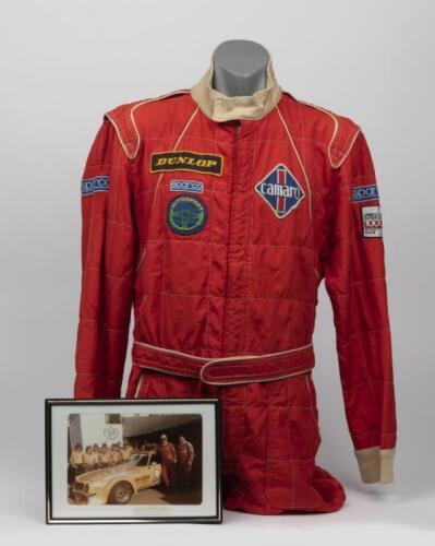 RACE SUIT: Bryan Thomson&rsquo;s Sparco red suit used in the early to mid-1980s including the James Hardie 1000 Bathurst in 1984