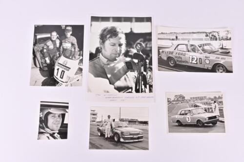 FORD: Six period black and white photographs and pictures relating to Ford racing within Australia. John Goss individual driver picture and McLeod Ford picture