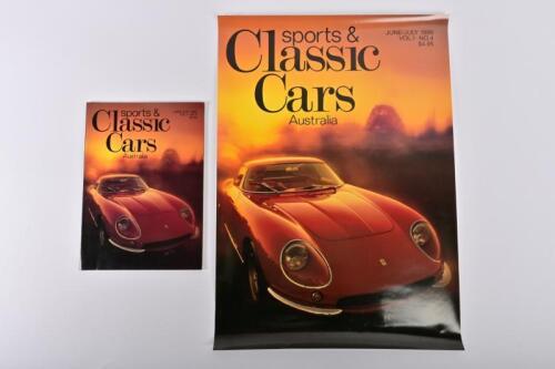 CLASSIC CARS: A advertising poster and magazine copy of 'SPORTS & CLASSIC CARS AUSTRALIA' from June/July 1986
