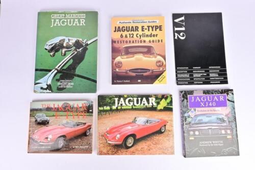 JAGUAR: A group of publications relating to Jaguar. 'THE JAGUAR E-TYPE' hardcover book by Paul Skilleter