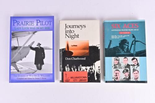 AIRCRAFT: Three interesting books covering various aspects of aircraft and flight. 'SIX ACES - Australian Fighter Pilots 1939-45' softcover book by Lex McAulay, with Bryan Thomson personalised message