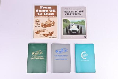 MOTORSPORT/TARGA: An interesting group of motoring booklets and publications. '1st MOTORSPORT "DAY TO REMEMBER" booklet - John Blanden, Lou Molina, Bob Watson signatures