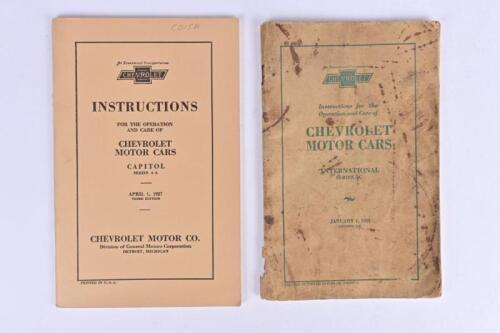 CHEVROLET: Two Chevrolet Instruction booklets. Original January 1, 1929 'Instructions for the Operation and Care of CHEVROLET MOTOR CARS - INTERNATIONAL SERIES AC' booklet