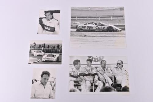 SPORTSCARS: Five period photographs/pictures of World Sports Prototype Championship cars and drivers. Silk Cut Jaguars and Drivers