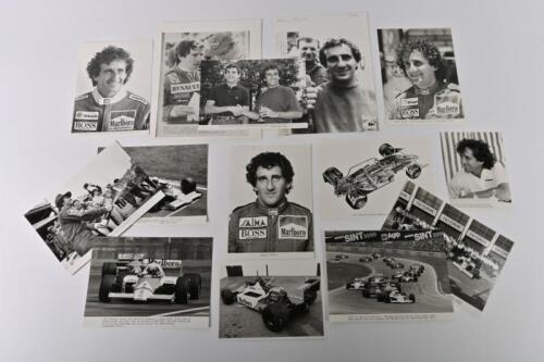 PROST/McLAREN: A group of circa 1980's black and white press photographs and pictures of the McLaren Formula 1 team and Alain Prost