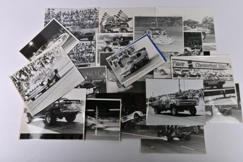 DRAGSTERS: A quantity of original black and white photographs depicting dragsters and &lsquo;Funny Cars&rsquo; from various eras. Pictures predominantly from Calder Park