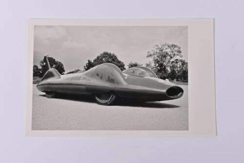 BLUEBIRD: A superb black and white photograph of Donald Campbell&rsquo;s &lsquo;BLUEBIRD&rsquo; before it was displayed at the 1985 Melbourne International Motor Show