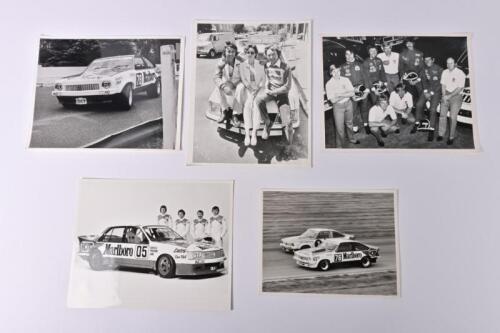 HARVEY: Five black and white photographs/pictures featuring John Harvey. Marlboro Holden Dealer Team pictures