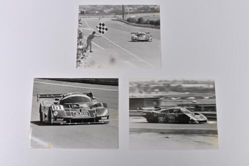 SAUBER-MERCEDES: Three impressive black and white photographs of the Sauber-Mercedes that took part in the World Sports Prototype Championship at Sandown Park Raceway, 1988
