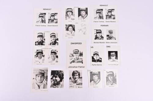 F1 DRIVERS: A selection of black and white 1980&rsquo;s F1 driver profile photographs. Elio De Angelis, Thierry Boutsen, Nigel Mansell pictures