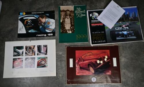CALENDARS: A collection of five motor racing related calendars, including Quantrant Distributors Racing '85 calendar signed by Jochen Mass and Stefan Bellof