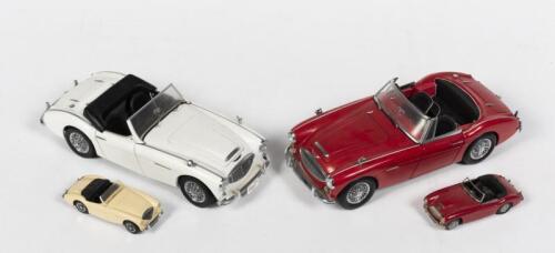 AUSTIN HEALEY: Four scale Austin Healey models. Autoart & Kyosho models, with COA