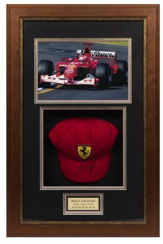 MICHAEL SCHUMACHER: A window mounted Ferrari baseball cap signed by Michael Schumacher