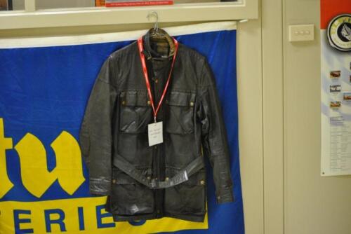 JACKET: An original leather Belstaff oilskin riding jacket, made in England