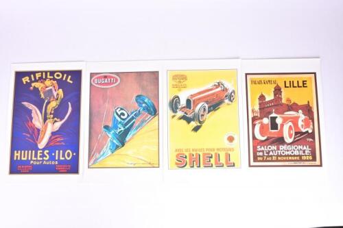 POSTERS: Four colour reproduction prints on linen of Art Deco era motoring scenes