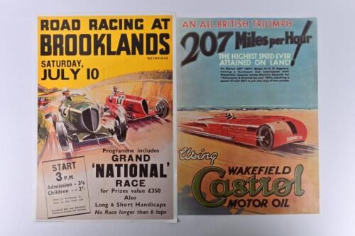 CASTROL: Two colour reprint advertising posters after the originals for Landspeed and Brooklands