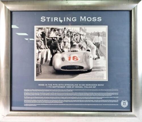 STIRLING MOSS: A limited edition framed and signed photograph of Stirling Moss