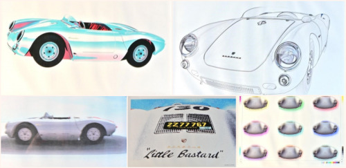 PORSCHE 550: A group of posters by Sean Carnell depicting the Porsche 550 Spyder