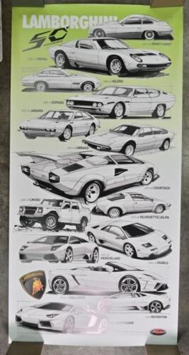 LAMBORGHINI: Two Lamborghini banner posters celebrating Lamborghini's 50th Anniversary (1963 - 2013)