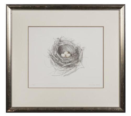 BEVERLEY ENDIE, Grey Shrike-thrush Nest, lithograph, editioned lower left: 21/300 and signed lower right: Beverley Endie, bears certificate of authenticity verso, 26 x 32cm
