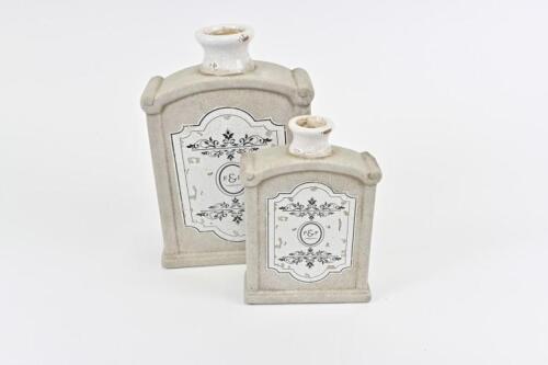 VASES: Two ceramic neo-classical style bottle vases, small chip to corner of smallest