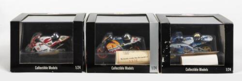 HONDA: THREE NOS 1:24 scale 2Wheels & Onyx Honda NRS500 '#19 J.Kocinski'/ NSR V2 '#24 T.Aoki - 1997' / NSR-V500 '#18 G.Mc Coy - 1998' Limited editions with COE