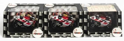 YAMAHA: THREE NOS 1:24 scale 2 Wheels Yamaha YZR500 'Norifum Abe - 1998 #5'/'Noriyuki Haga - JAPANESE GP 1994 #50'/'Jean Michel Bayle - 1998 #12 Limited Edition and COE
