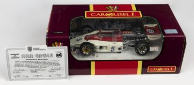 AAR EAGLE: A 1:18 scale Carousel 1 AAR Eagle (Vels Parnelli Jones team) #5 Mario Andretti - 1974 Indianapolis 500 with CoA