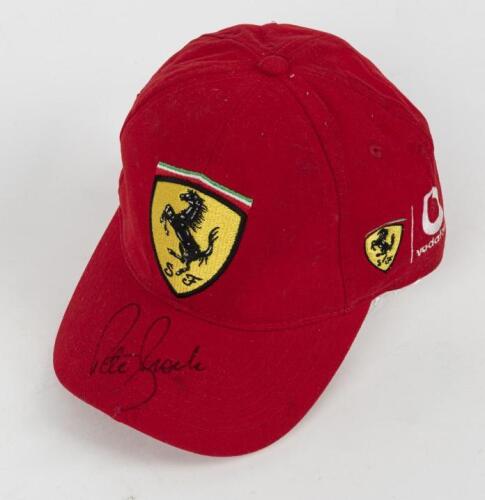 BROCK: A Peter Brock signed red Ferrari cap
