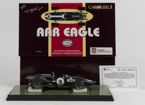 AAR EAGLE: A rare 1:18 scale Carousel F1 AAR Eagle V12 #9 signed by Dan Gurney - 1967 German GP, with CoA
