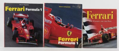 FERRARI: Three hardcover books detailing Ferrari Formula 1 history. &lsquo;FERRARI &ndash; THE PASSION AND THE PAIN&rsquo; hardcover book by Jane Nottage