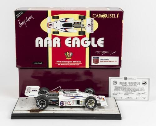 AAR EAGLE: A Limited Edition 1:18 scale Carousel 1 AAR Eagle (Olsonite Eagle Team) #6 Bobby Unser - 1972 Indianapolis 500 Pole with CoA