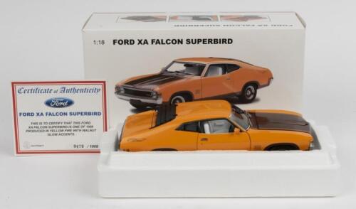 FORD: A 1:18 scale Autoart Ford XA Falcon Superbird in orange and brown. Limited Edition 0479/1008
