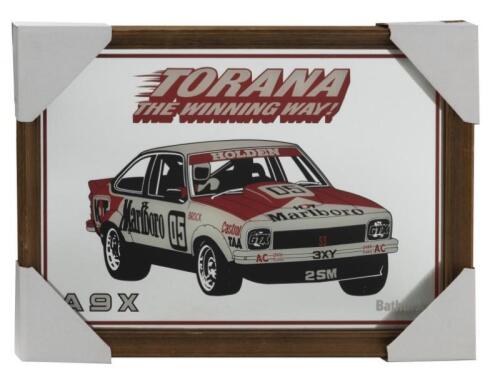 TORANA: A modern 'TORANA-THE WINNING WAY' mirror. Picture of Holden Torana A9X as driven by Peter Brock at Bathurst