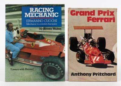 FERRARI: Two hardcover books detailing Ferrari history. 'Grand Prix Ferrari' by Anthony Pritchard
