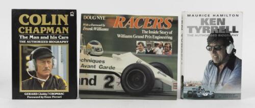 F1 TEAMS: Three hardcover books detailing Formula 1 teams and owners/managers. 'COLIN CHAPMAN - The Man and his Cars' by Gerard ('Jabby') Crombac