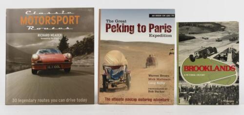 CAR ROUTES/CIRCUITS: A small group of hardcover books detailing car routes and circuits. 'CLASSIC MOTORSPORT ROUTES' by Richard Meaden